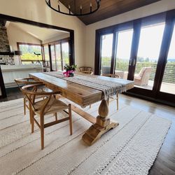 Farmhouse Rustic Wood Dining Table 