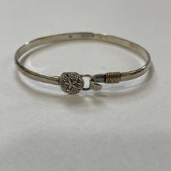 Vintage Signed RA Sterling Silver & 14k Sand Dollar  Bangle Bracelet
