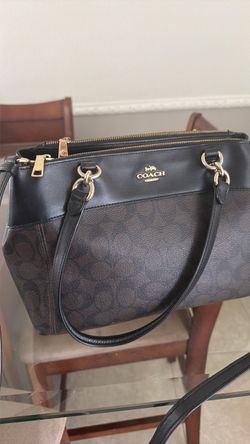 Coach Signature Satchel Handbag Black Brown