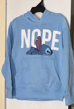 Boys XS (4/5) Disney Stitch 'NOPE' Light Blue Hoodie