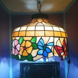 Hand Made Antique Stained Glass "Tiffany Style" Hanging Light