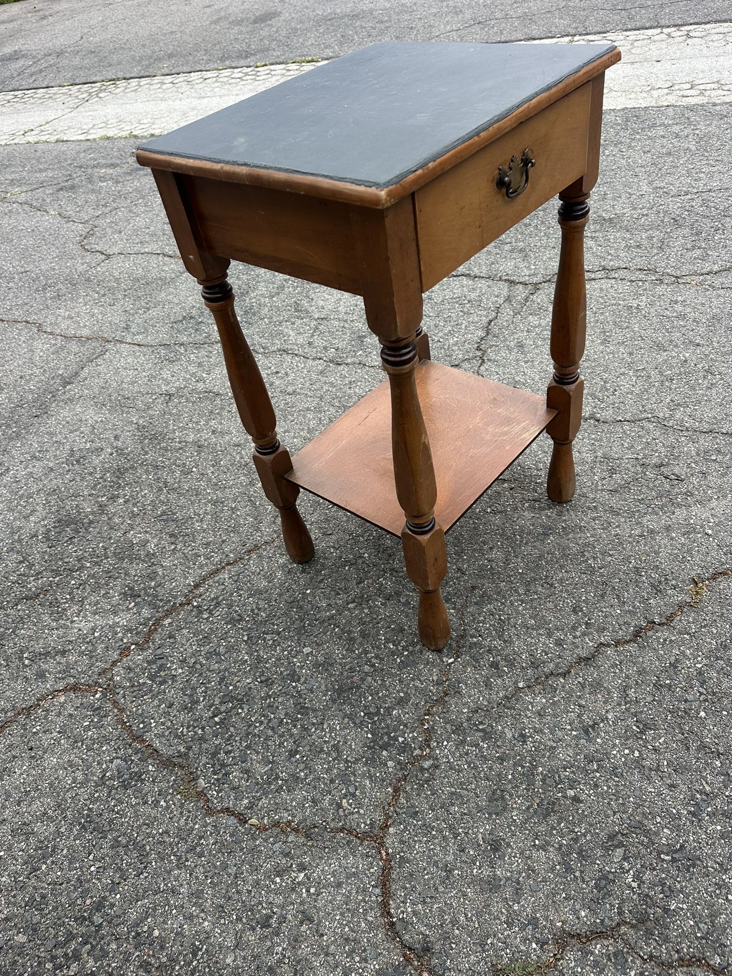 Side Table With Chalk Board Top and Storage Drawer