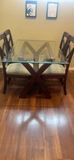 Glass Top Dining Table with 4 Chairs
