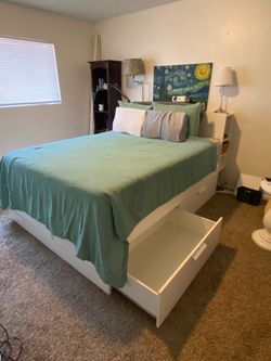 Ikea Brimnes Queen Size Bed Frame -White