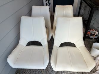 Swivel White Dining Room Chairs Set of 4