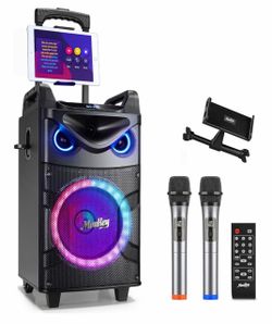 Moukey Portable Karaoke Machine with Wireless Microphones