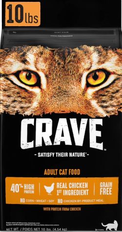 CRAVE Grain Free Adult High Protein Natural Dry Cat Food with Protein from Chicken, 10 lb. Bag