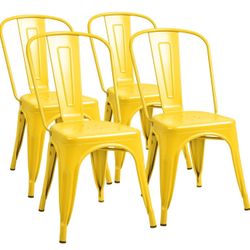 Dining Chairs New Set Of 4 Yellow 