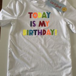 Cat & Jack Today Is My Birthday Swim Shirt Suze 4T