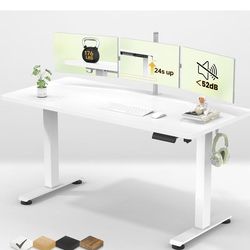 Veken 55 Inch Large Electric Standing Desk,Sit to Stand Up, Heights Adjustable, Work Home Office Computer Table for Study, Walking Pad, Writing, and G