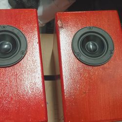 Custom Hardwood Shelf Speakers. Handcrafted And Stained Super Clear High Quality. FREE DELIVERY