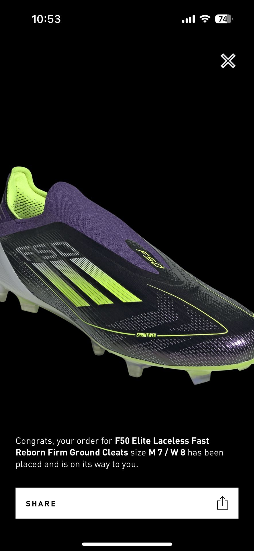 F50 ELITE LACELESS FAST REBORN FIRM GROUND CLEATS