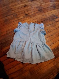 Light Blue Ruffle Sleeve Peplum Top