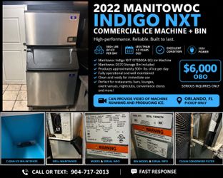 2022 Manitowoc Indigo NXT Commercial Ice Machine + Bin