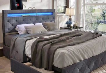 King Bed Frame (with Storage & LED).