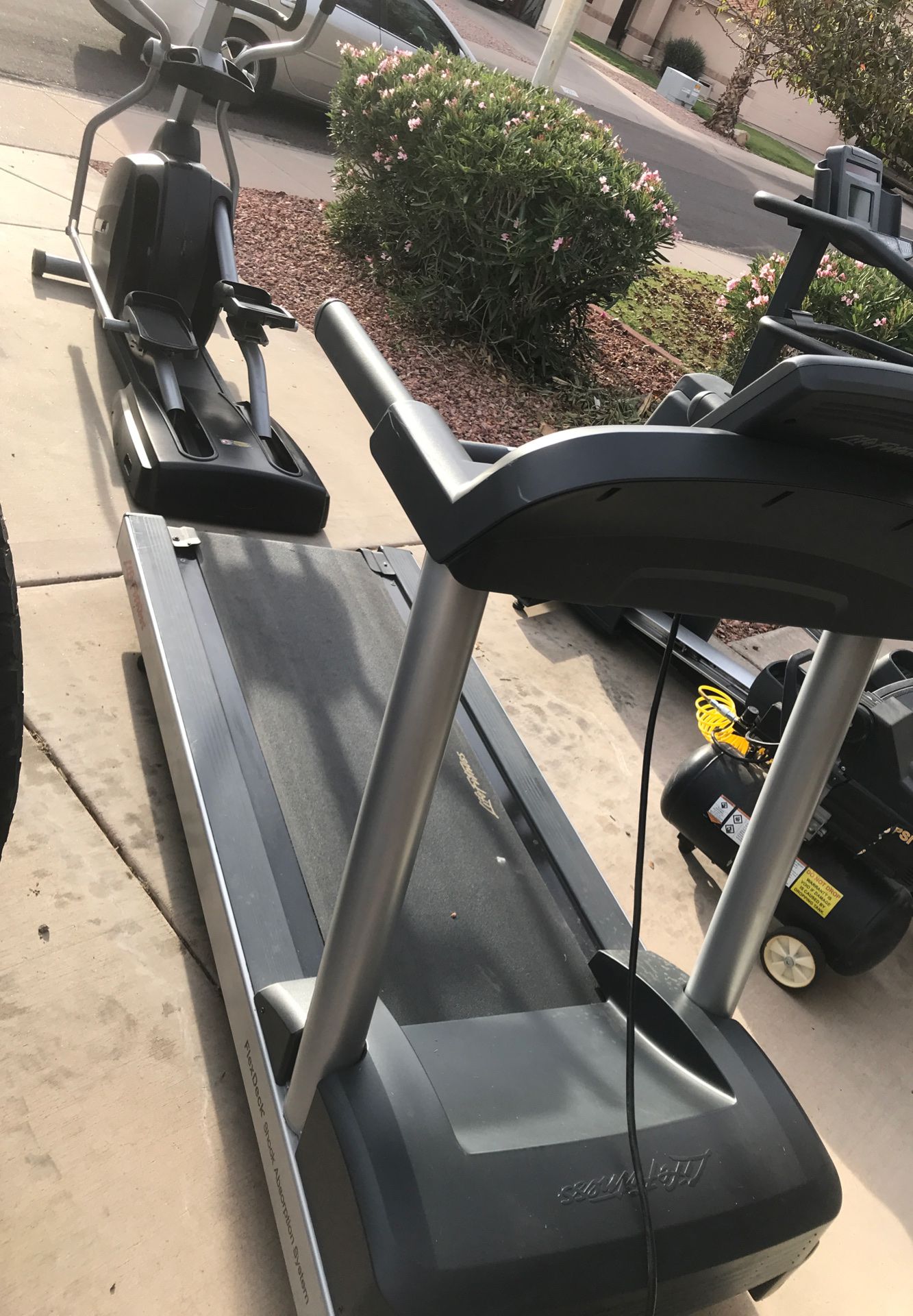 Elliptical machine treadmill