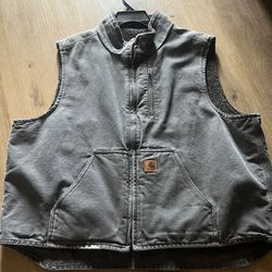 Carhartt Gray Washed Vest Duck Sherpa