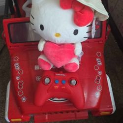Hello Kitty Rechargeable Jeep With 2022 Valentines Day Plushie