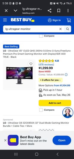 Gaming monitor LG - UltraGear 45" OLED QHD 240Hz