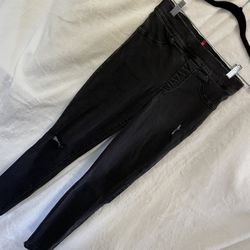 SPANX Distressed Ankle Skinny Jeans in Vintage Black