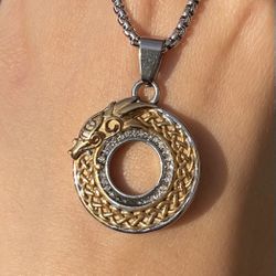 Women/Men’s Cool viking Dragon Pendant Necklace Stainless Steel with 20” chain