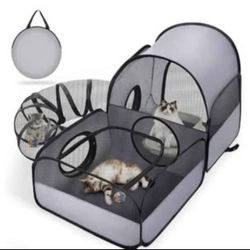 Tailtastic Portable Cat Playpen with Surround Tunnel, 2-Linked-Enclosed Areas