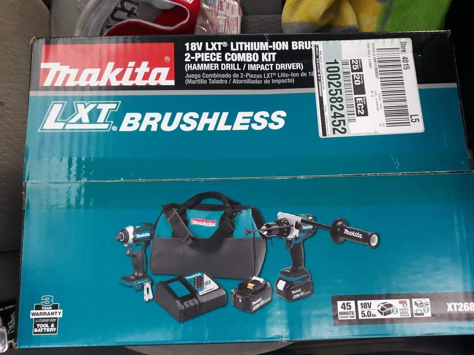 Makita 18v hammer drill/impact driver with batteries combo kit