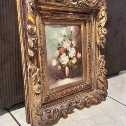 Vintage Flowers In A Vase Painting Signed Robert Cox