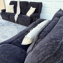 Living Spaces Black Recliner Couch Set DELIVERY AVAILABLE 