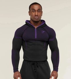 Gymshark Onyx 5.0 Seamless Hoodie - Black/Athletic Purple