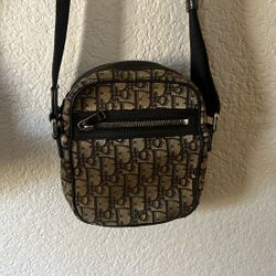 Dior Oblique Blue Beige Black Vertical Messenger Pouch Shoulder Crossbody Bag