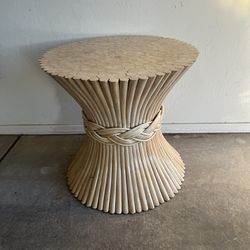 McGuire Style "Sheaf of Wheat" Faux Bamboo Pedestal Side End Coffee Table Base