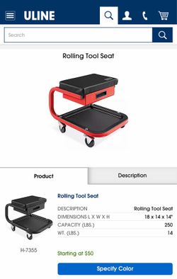 Rolling tool seat