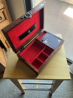 Jewelry Box Japanese Ship Sailboat Jewelry Box Brown Wood Red Velvet