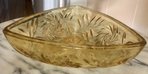 Vintage Light Amber Glass Candy Dish