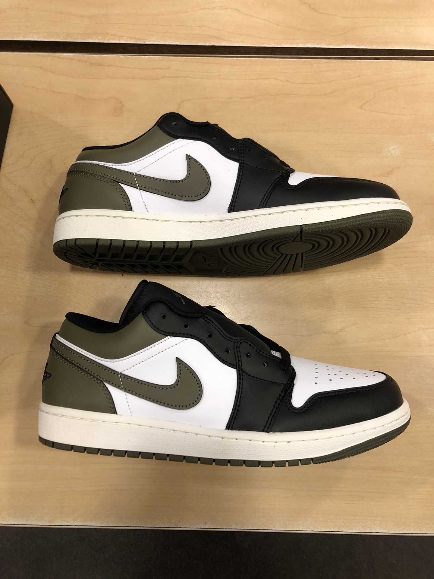 New Nike Air Jordan 1 Low Black White Medium Olive Shoes Men’s 11