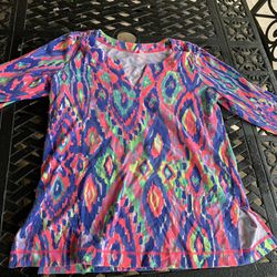Lilly Pulitzer UPF 50+ Justina Tunic In Multi Luminescent Print size large coral springs 33071
