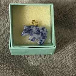Small Natural stone bear Necklace Charm 