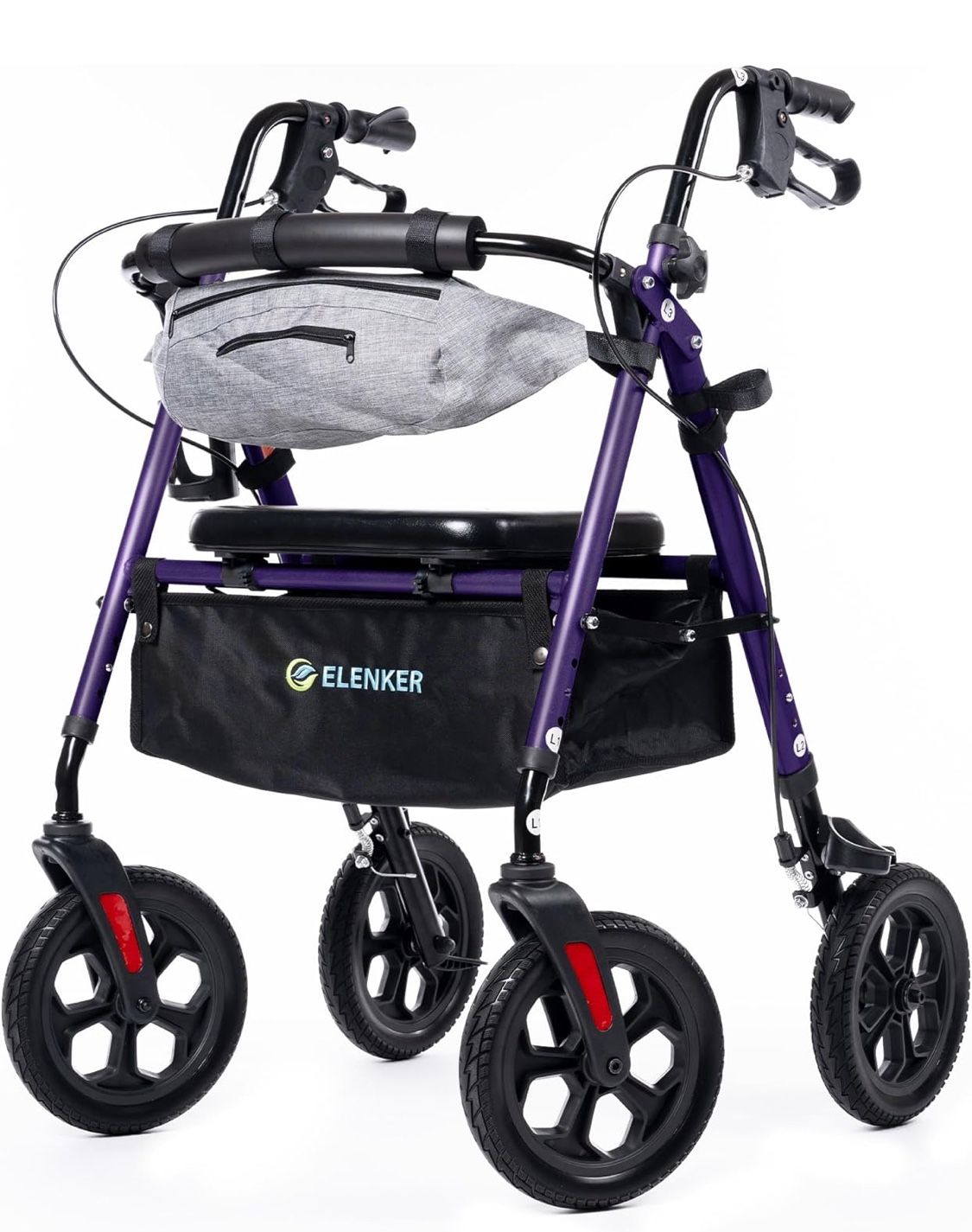 ELENKER All Terrain Rollator Walker with Seat for Seniors New ON