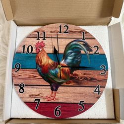 Rustic Country Decor 10” Rooster Wall Clock