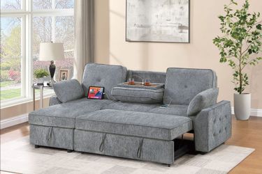 Brand New Grey Sectional Sofa Storage Sleeper