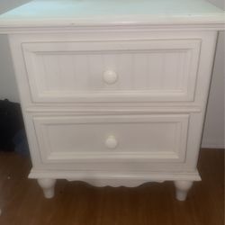 White Nightstand And Twin Bed