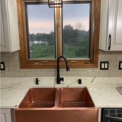 Copper Farmhouse Apron-Front Kitchen Sink – 33" x 22" (Double Bowl)