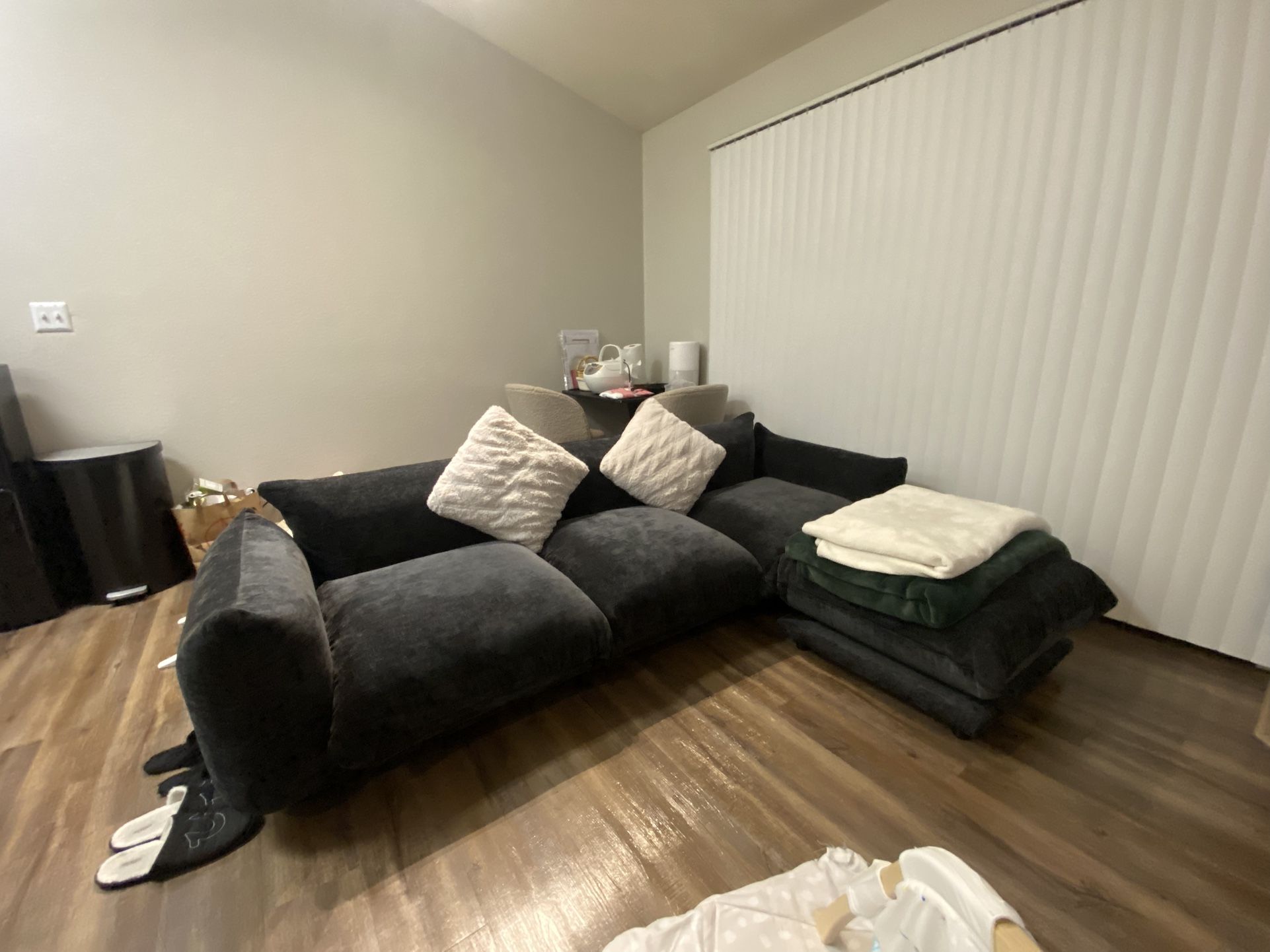 Black Couch With Ottoman Like New