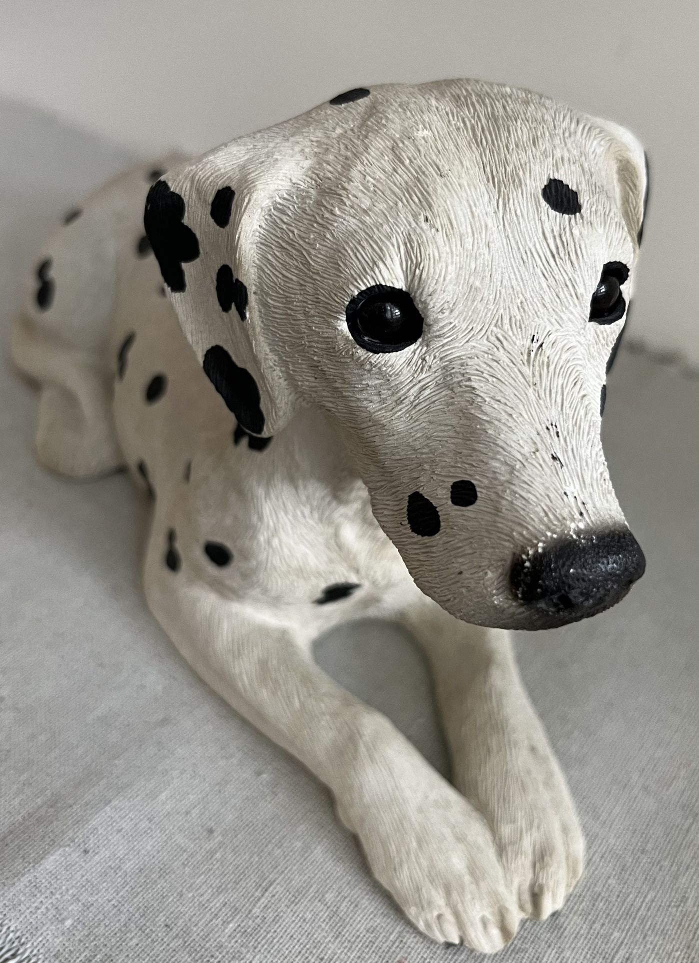 Vintage 1986 Dalmatian Dog Sandicast Sculpture Handpainted & Signed Sandra Brue