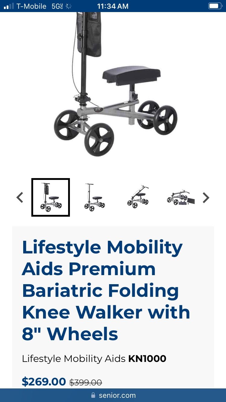 Lifestyle Mobility Aids Premium Bariatric Folding Knee Walker