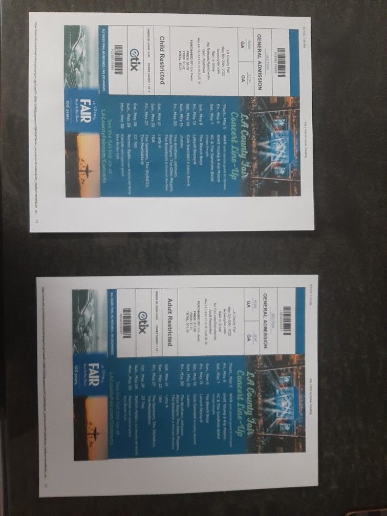 LA COUNTY FAIR TICKETS - Memorial Day Only