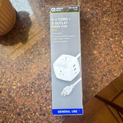 New! 3 outlet + 3USB- Power Cube 5ft Extensión