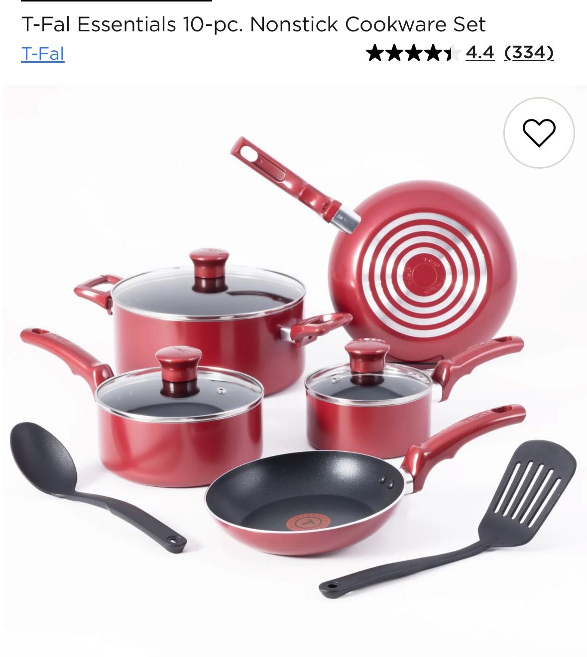T-fal non-stick Cookware Set Red Used