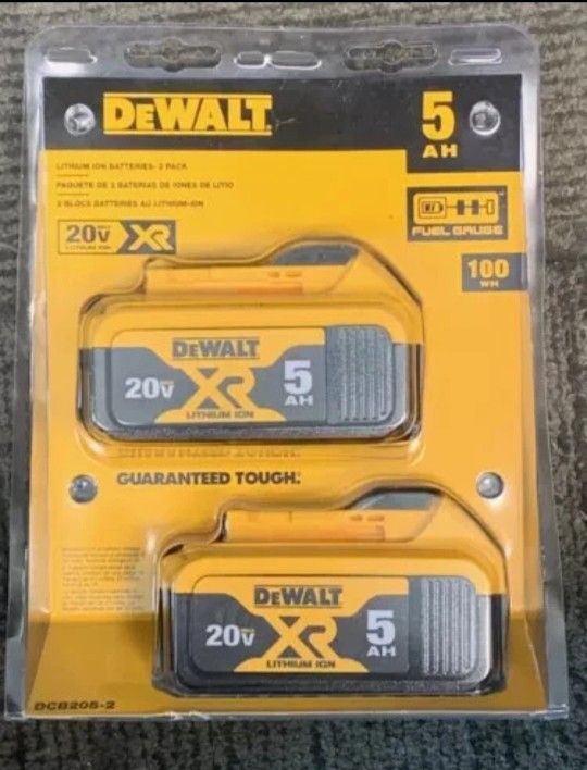 Brand New DEWALT 20 Volt 20v Max XR Li-Ion 5.0 AH Batteries